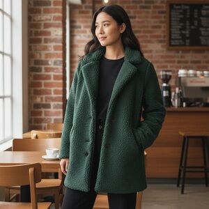 NWT Fat Face Tania Teal Double Breasted Teddy Coat Size Small Us 2